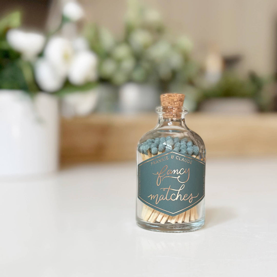 Forest Blue Matches in Glass Jar