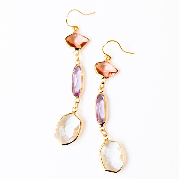 Colorful Faceted Glass Dangle Earrings