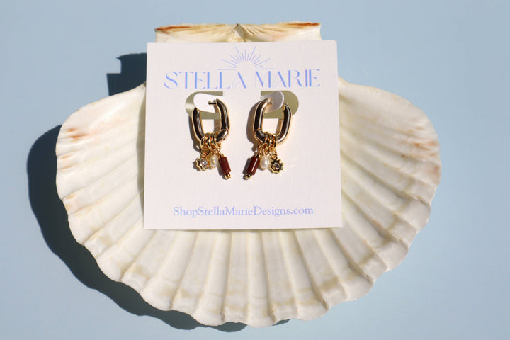 Maroon Charm Earrings