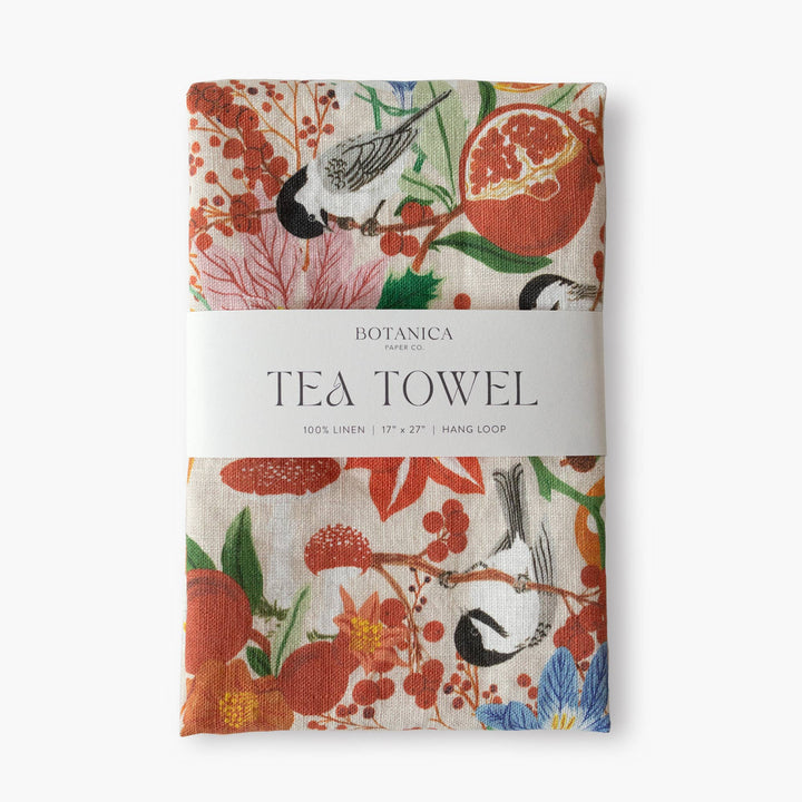 Winter Linen Tea Towel