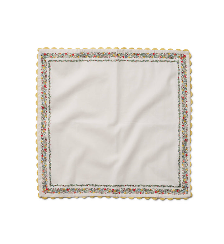 Rosette Stripe Embroidered Cotton Napkins, Set of 4