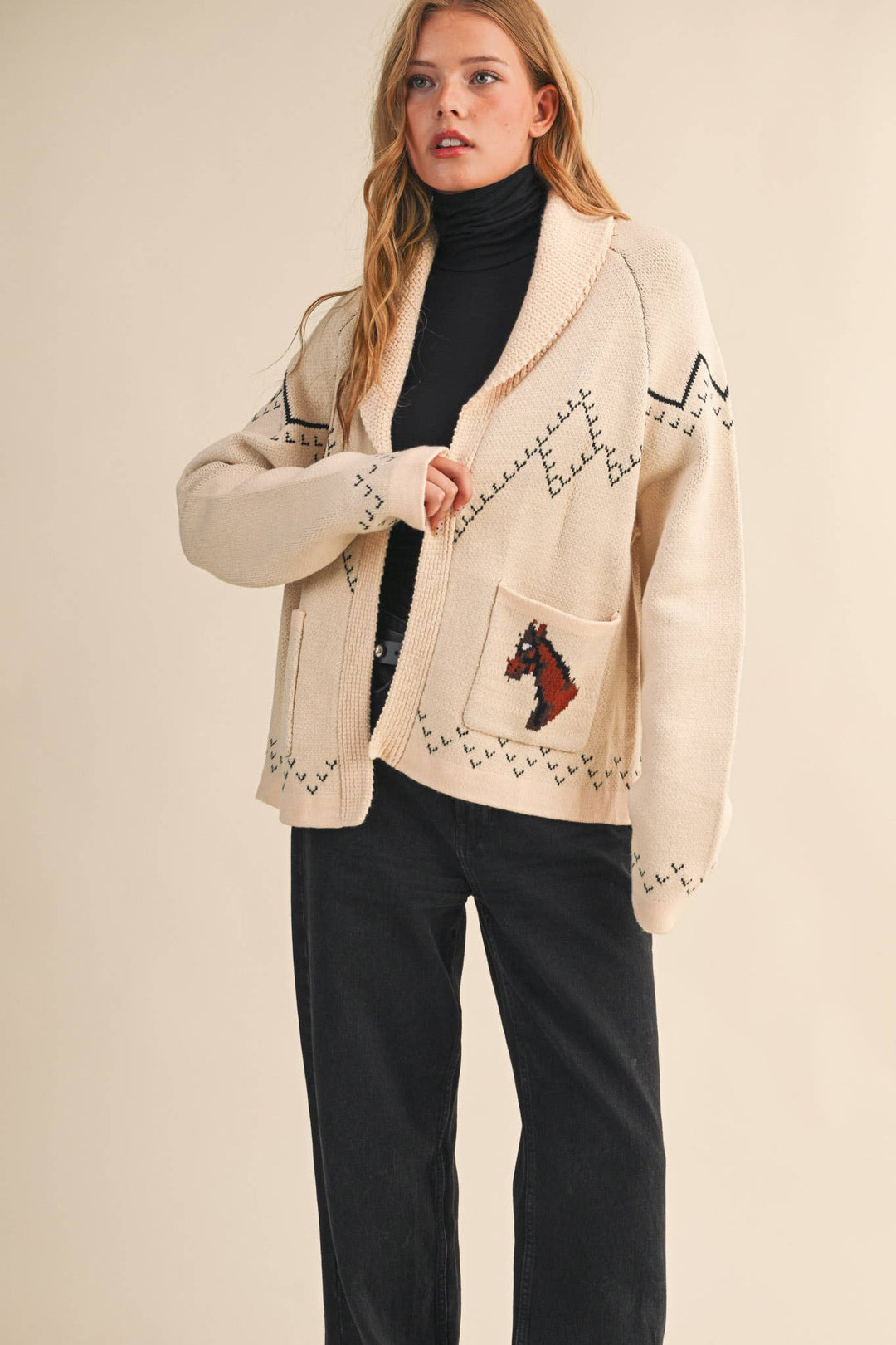 Horse Knit Sweater Cardigan