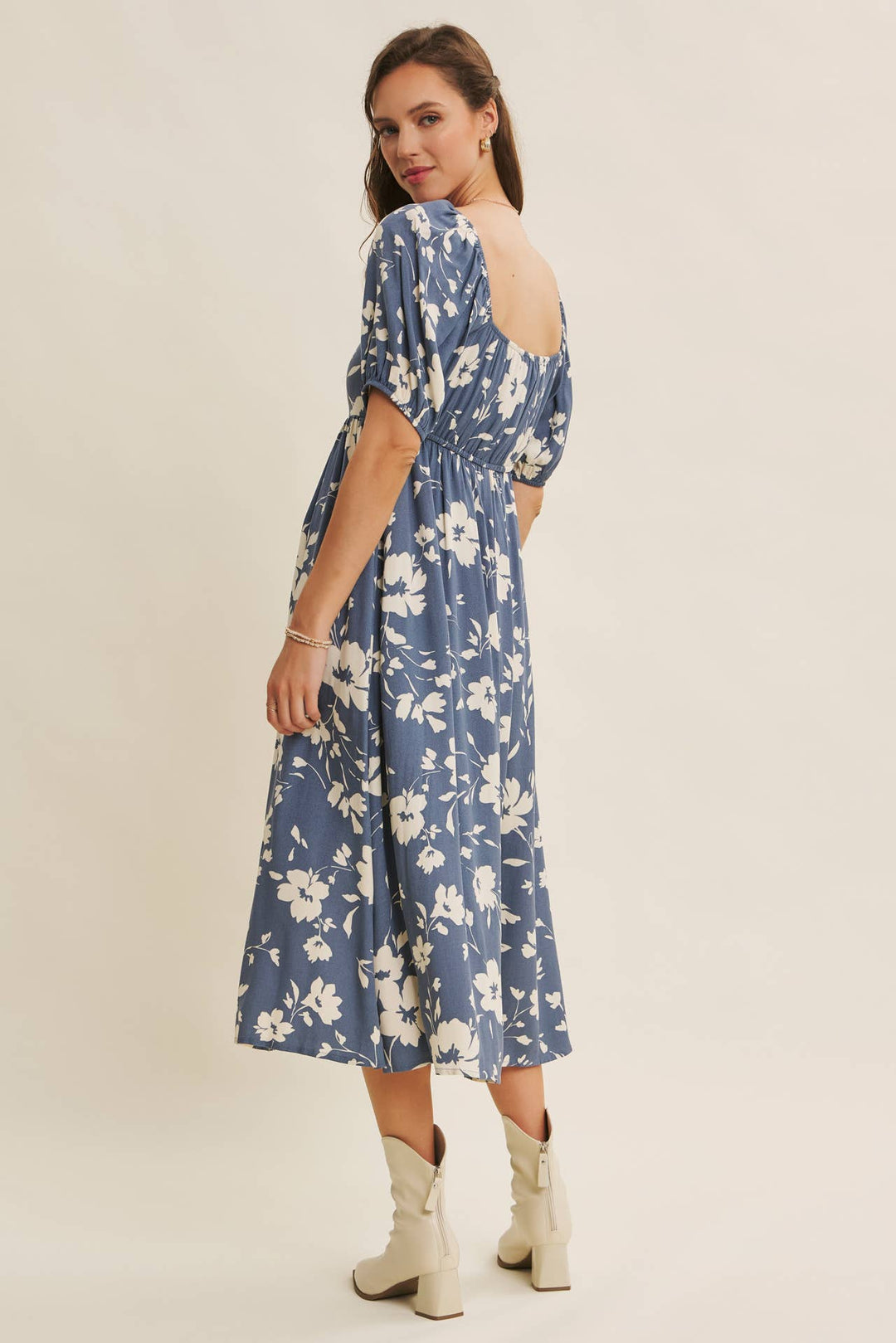 Flowy Sweetheart Neck Midi Dress With Pockets