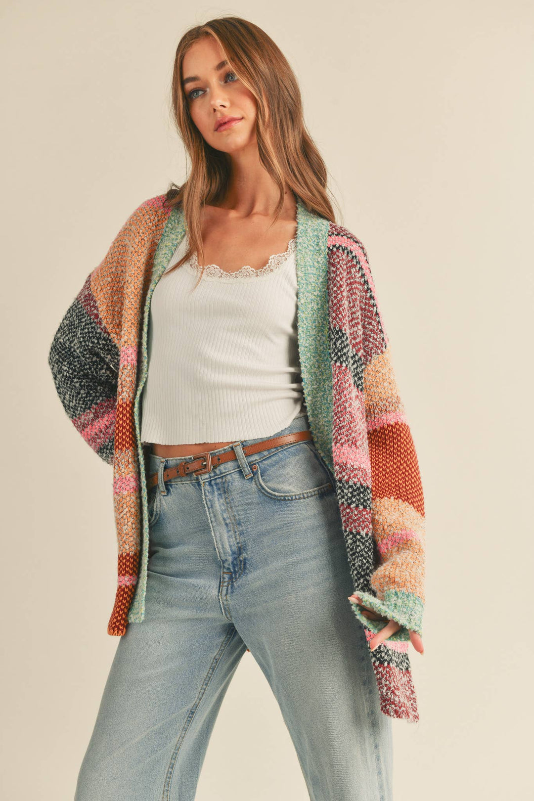 Oversized Color Block Cardigan in 2 Colors