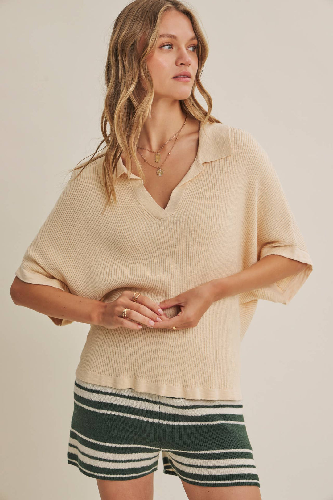 Relaxed Dolman Sweater in Biscuit