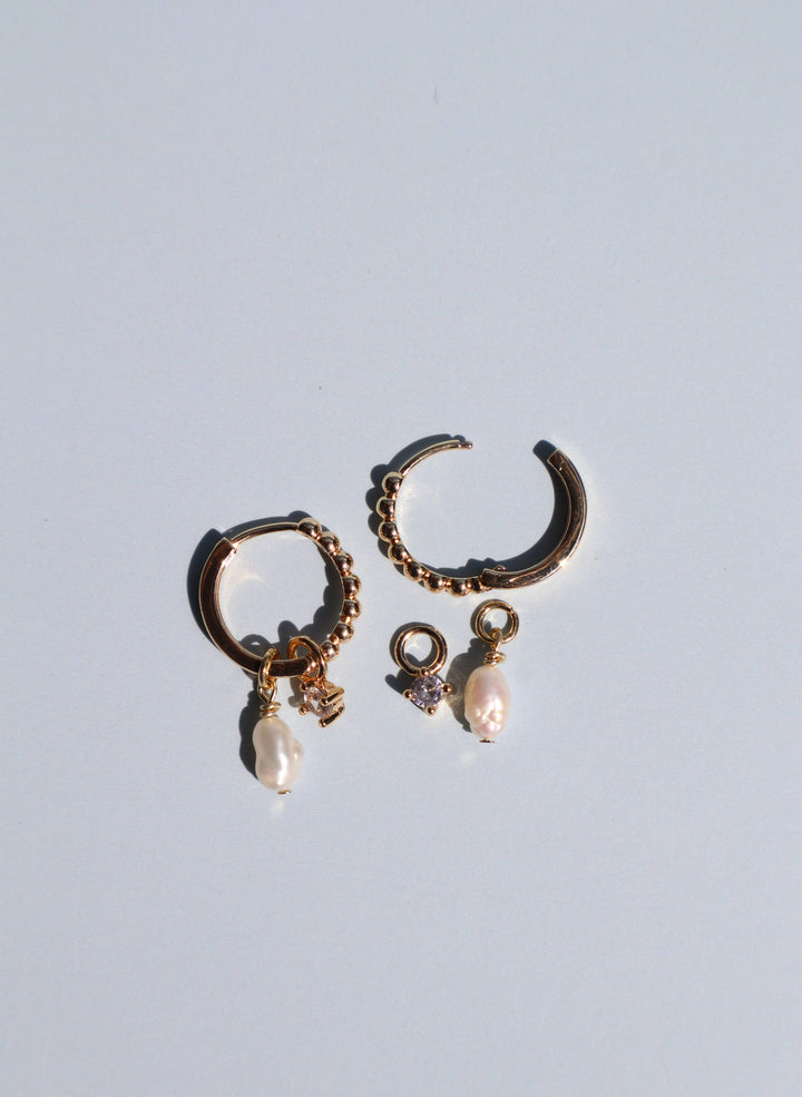 Dainty Freshwater Pearl Charm Earrings