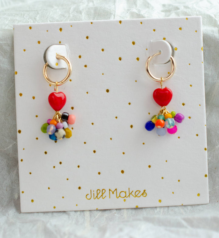 Candy Heart Charm Hoop Earrings