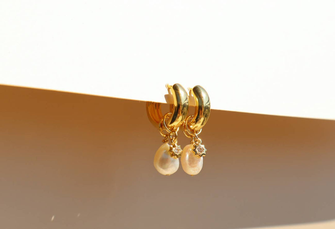 Coastal Pearl Charm Earrings