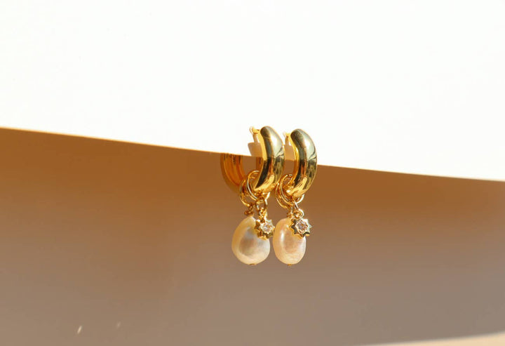 Coastal Pearl Charm Earrings