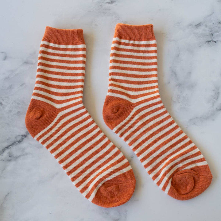 Thin Stripe Casual Socks in Rust | Tiepology