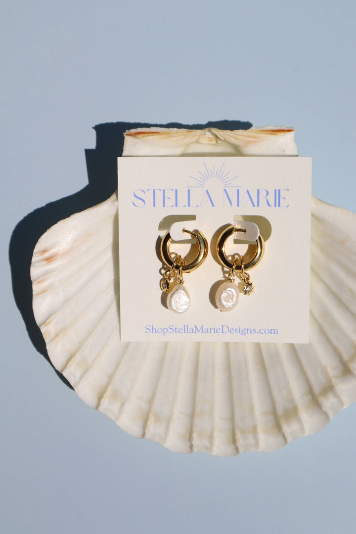 Coastal Pearl Charm Earrings