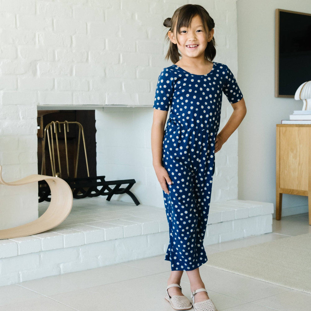 The Short Sleeve Wide Leg Jumpsuit in English Daisy