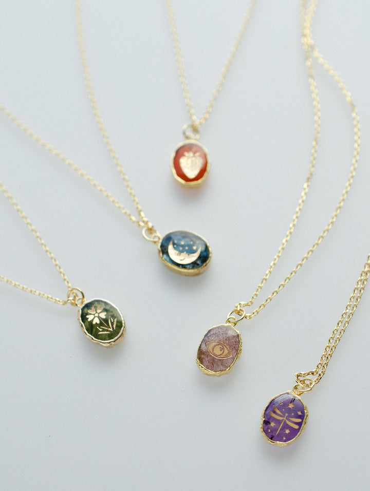 Symbol Stone Necklace: 16 inches / Amethyst Dragonfly