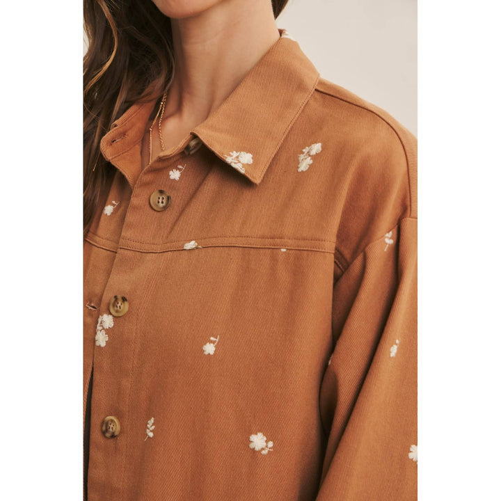 Embroidered Utility Jacket in Olive