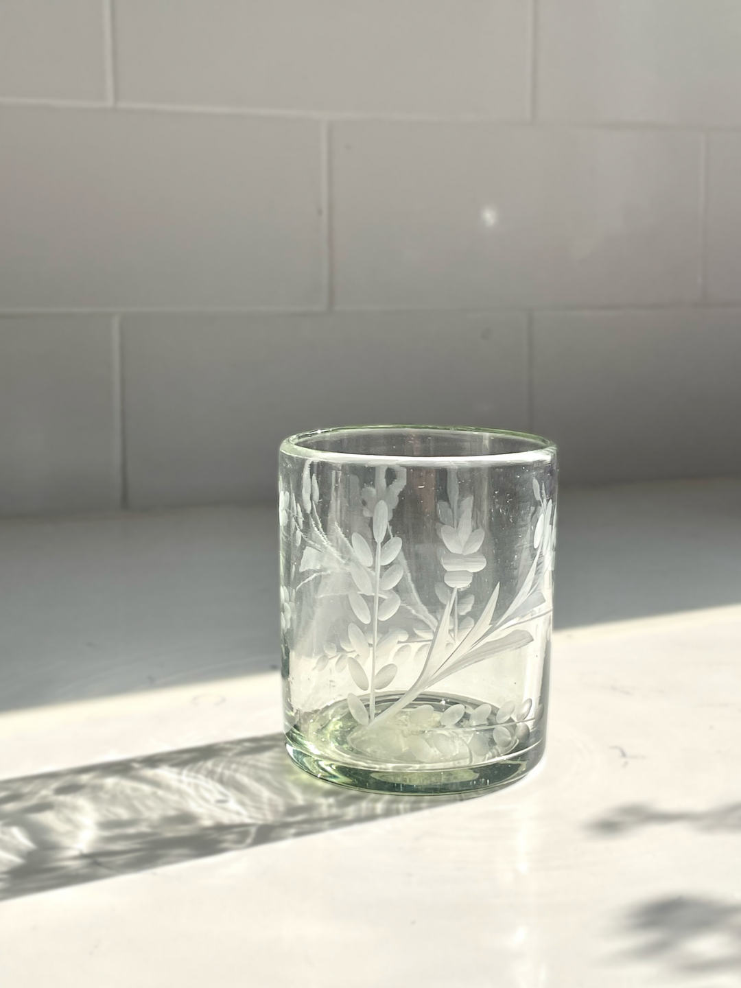 Hand-Etched Tumbler Glass, 2 Sizes