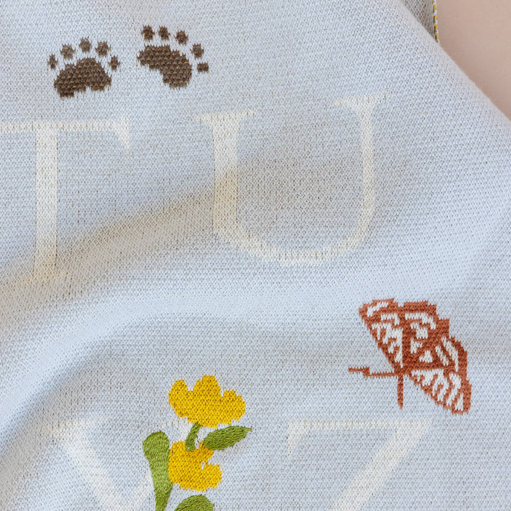 Organic Cotton Alphabet Woodland Blanket