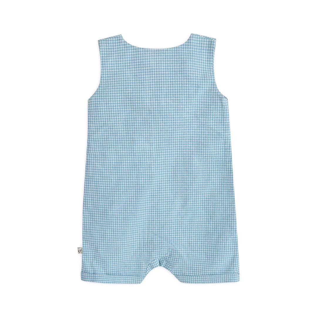 Nautical Embroidered Baby Gingham Romper