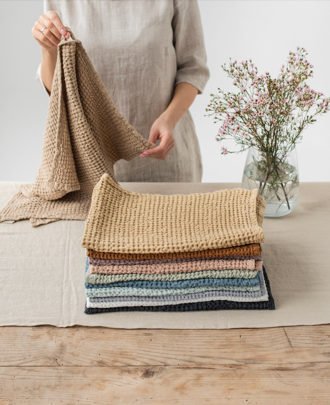 Cinnamon Waffle Linen Towel