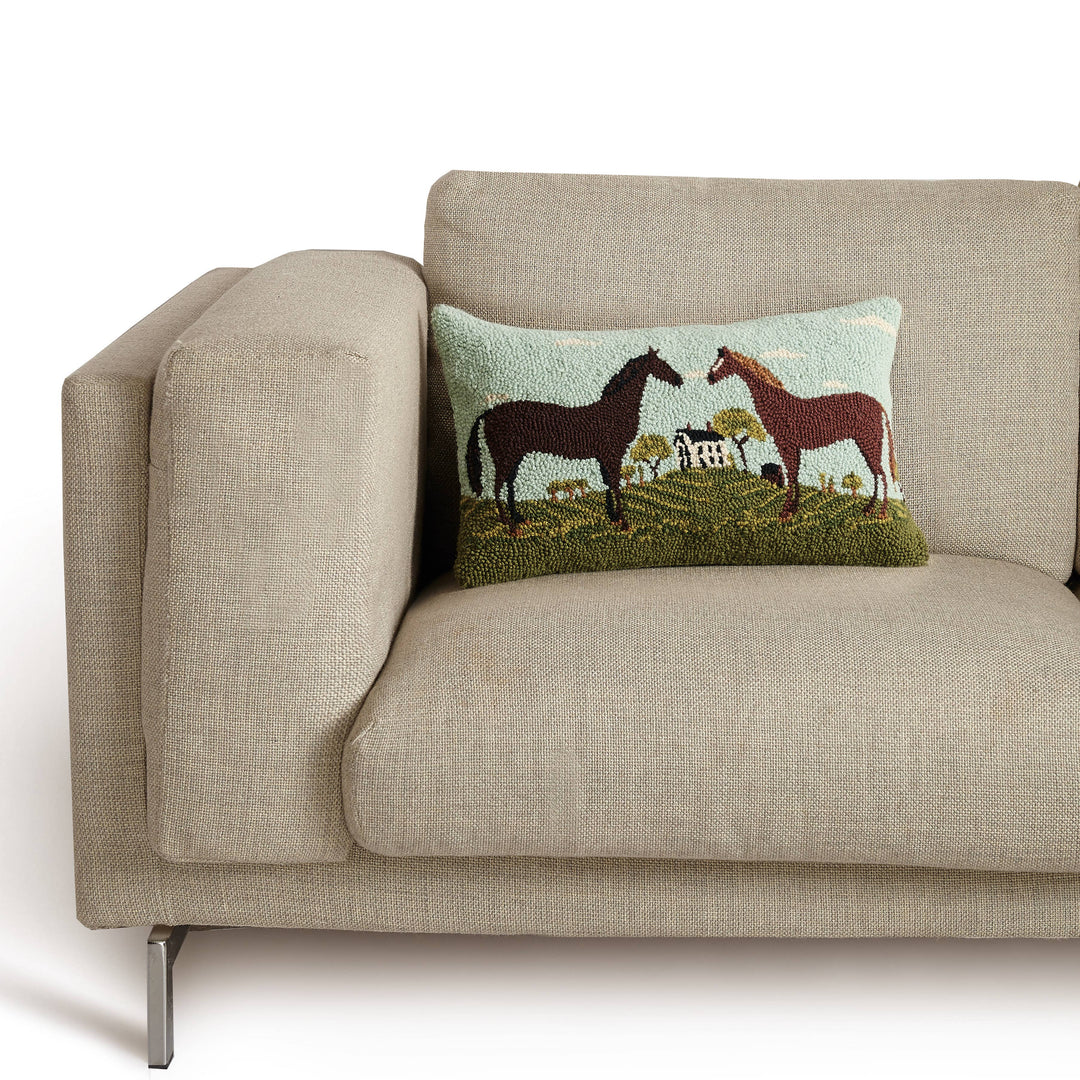 Black And Brown Horses Hook Pillow - Warren Kimble