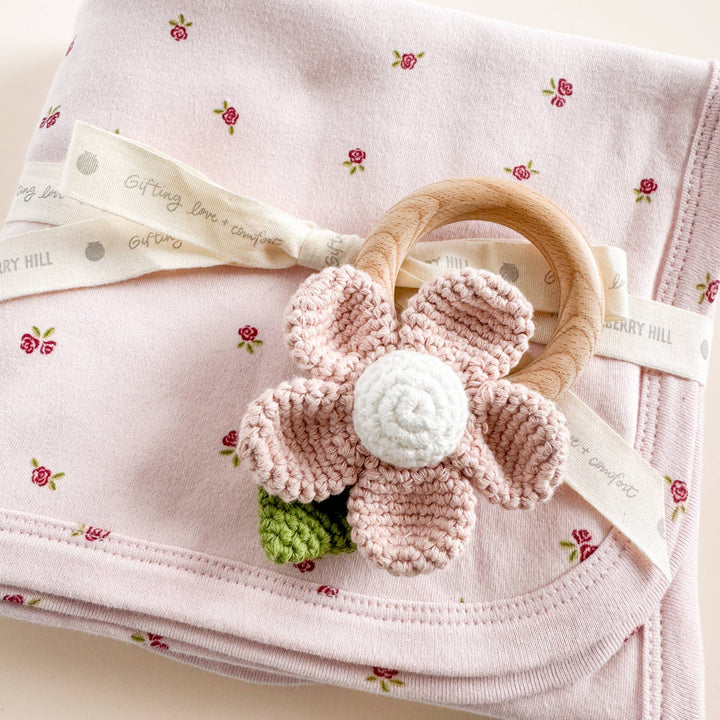 Organic Cotton Pink Rose Swaddle