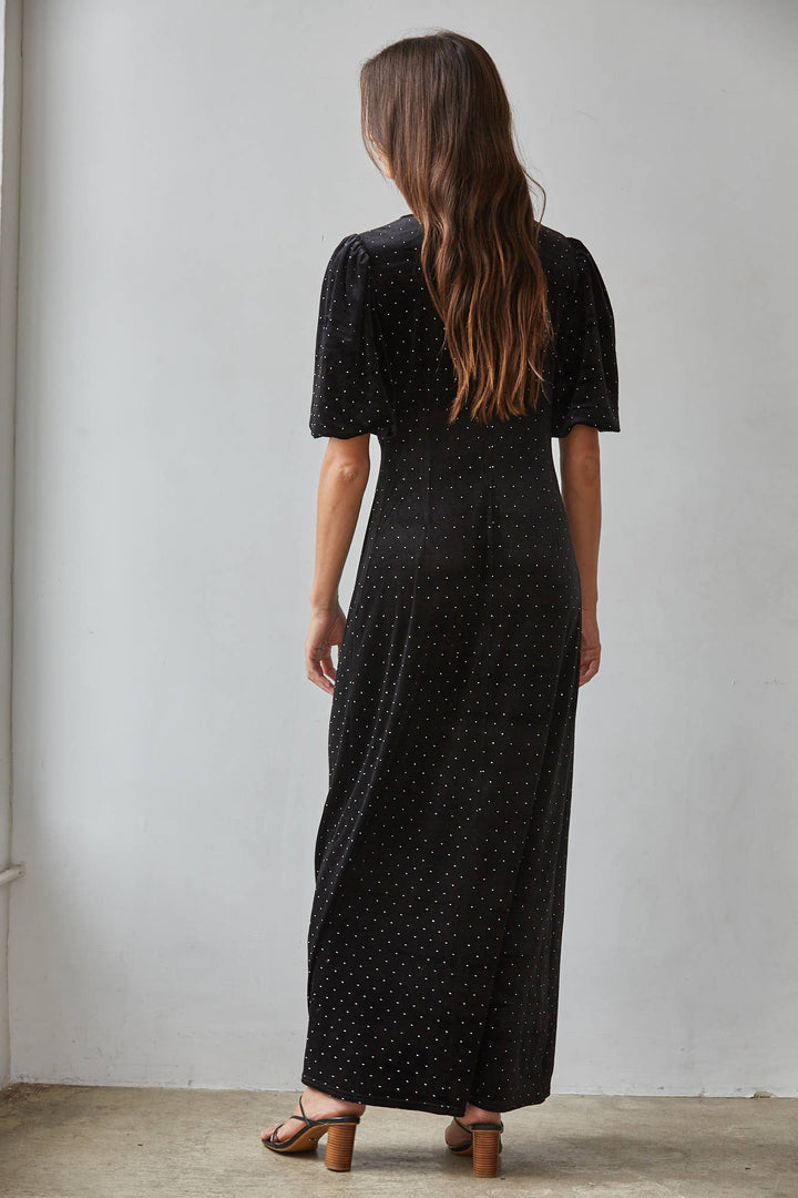 Holiday Plunged V-Neck Midi Dress