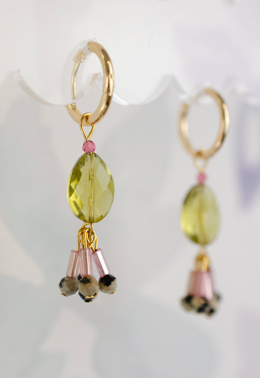 Alma Green Quartz Dangle Hoops