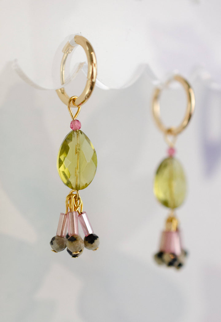 Alma Green Quartz Dangle Hoops