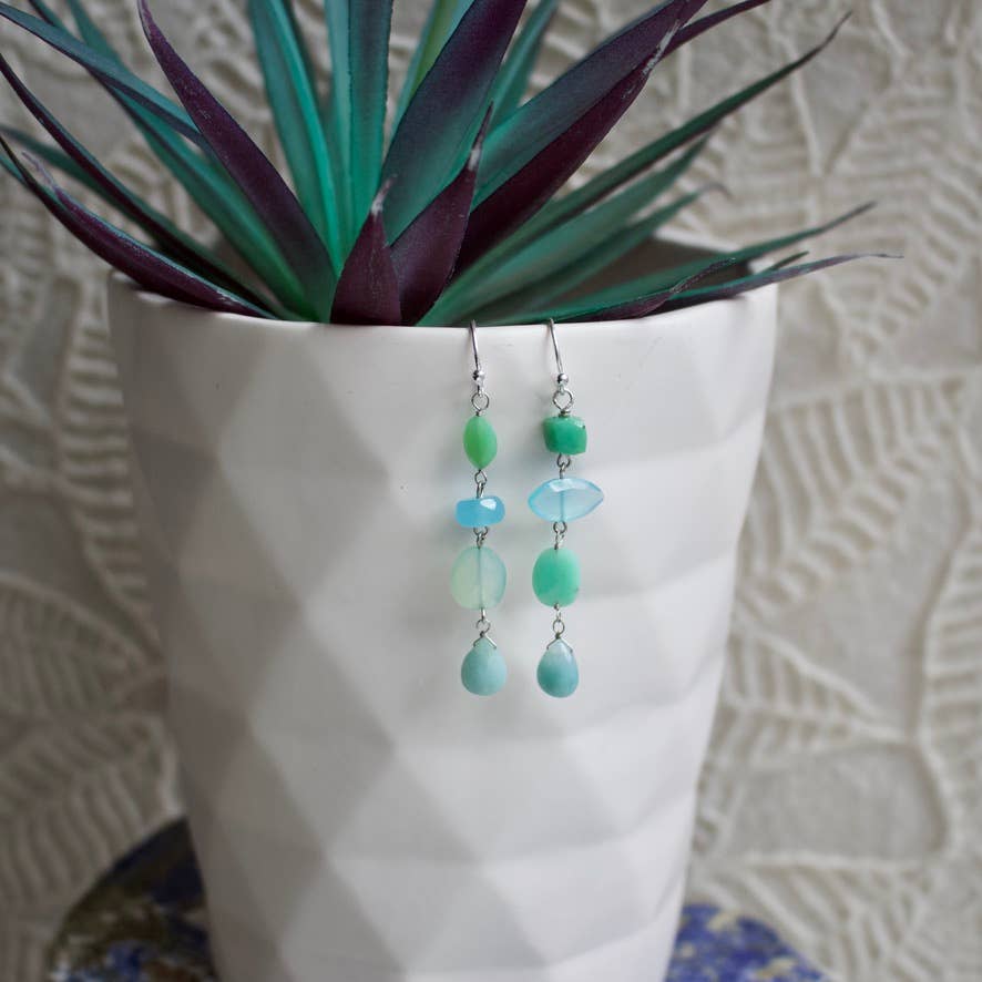 Semi-Precious Mismatched Earrings in Carnelain/Pink