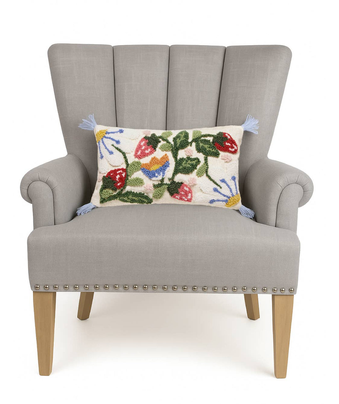 Strawberry Garden Tufted Hook Pillow