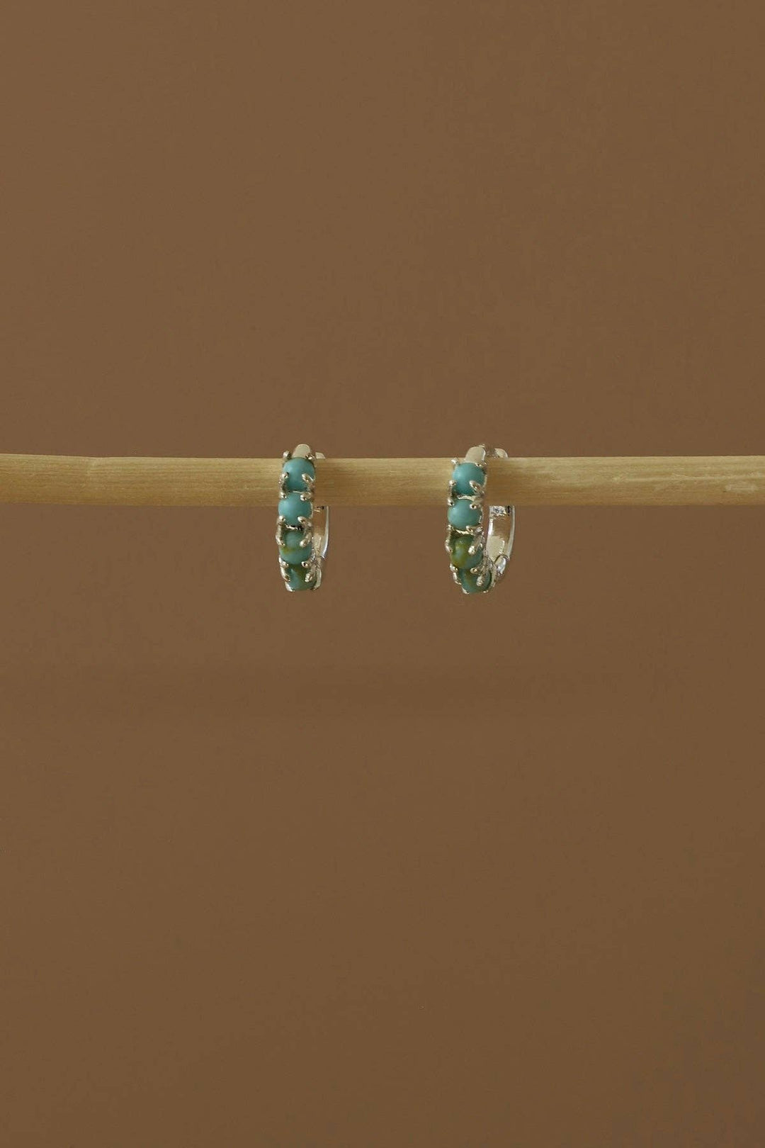 Mini Silver Turquoise Hoops