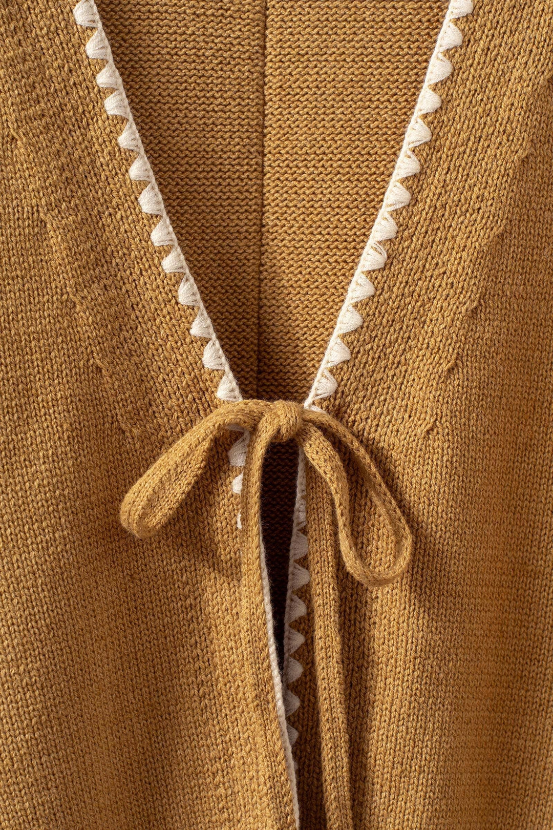 Crochet Trim Tie Front Knit Vest- 2 Colors