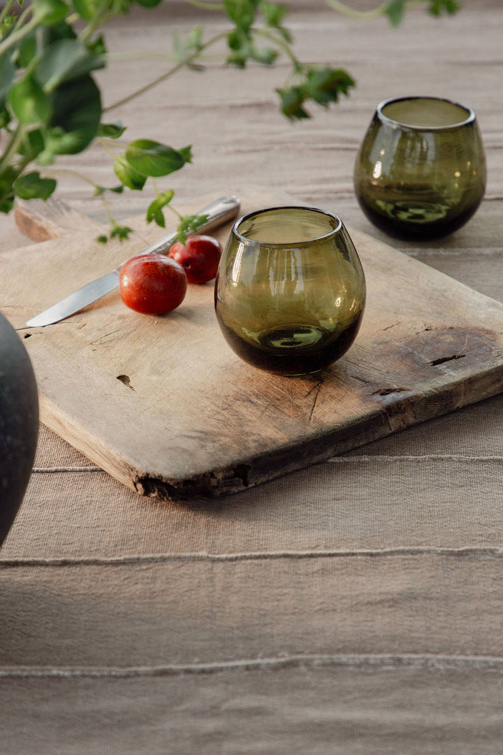 Ronde Blown Glass, Olive Green