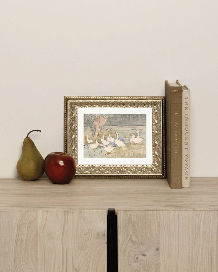 Spring Geese Framed Antique Art