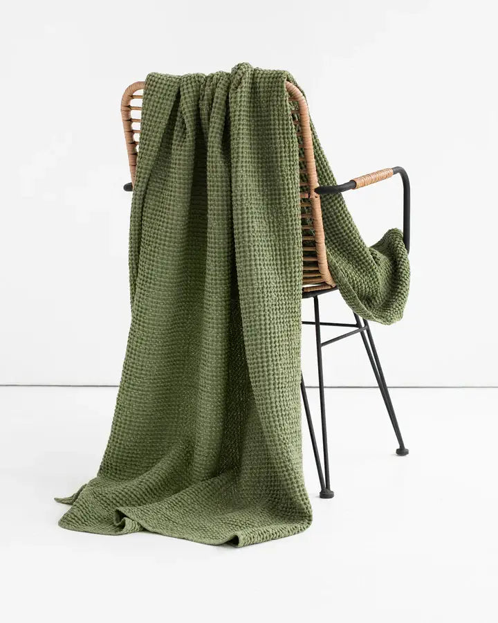 Linen Waffle Throw Blanket, 3 Colors
