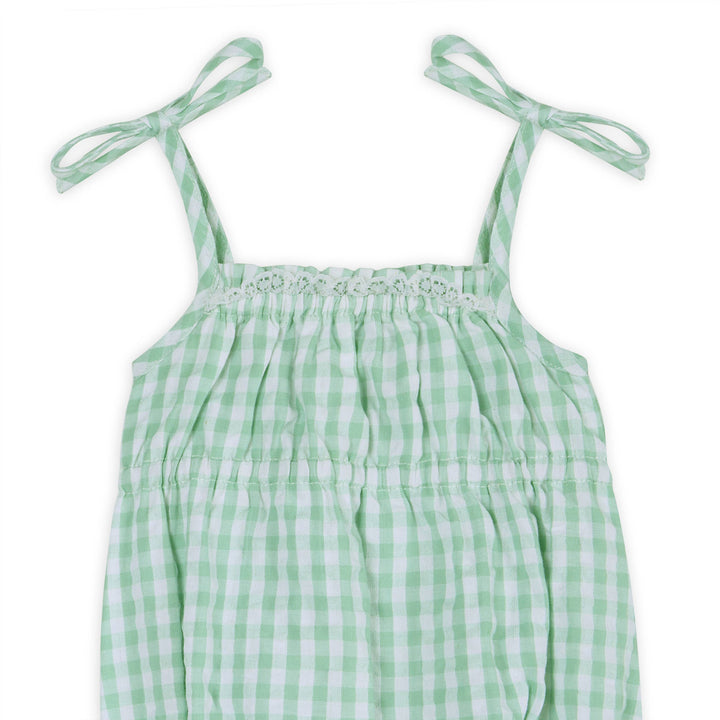 Forest Gingham Baby Romper + Headband