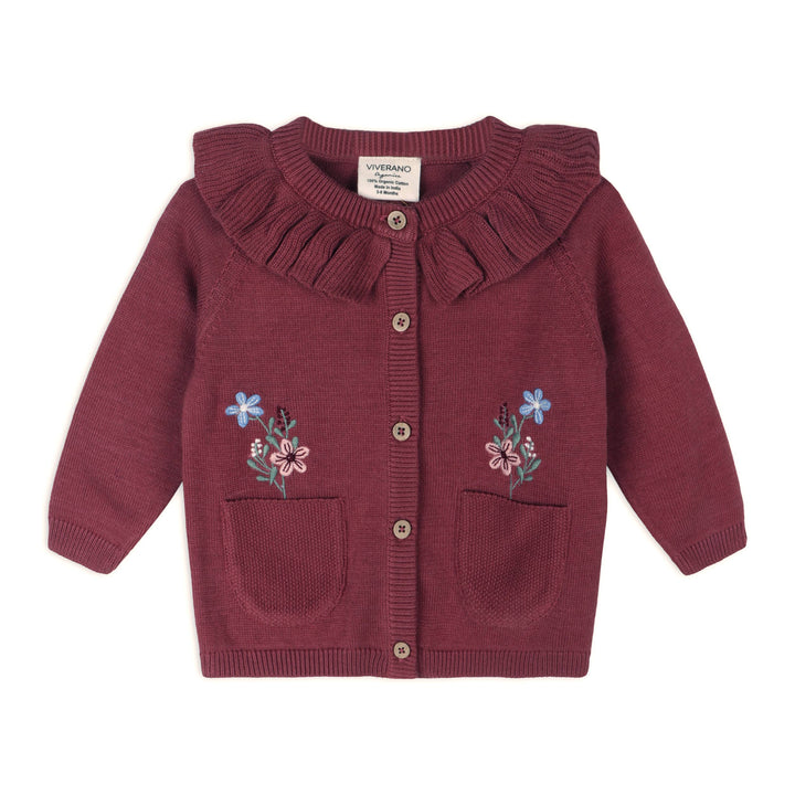 Pockets of Flowers Embroidered Baby Cardigan