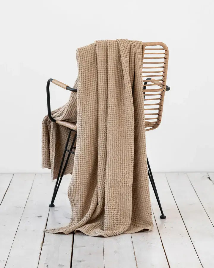 Linen Waffle Throw Blanket, 3 Colors