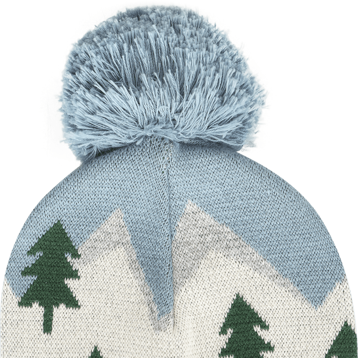 Blue Alpine Peaks Baby Beanie with Pom