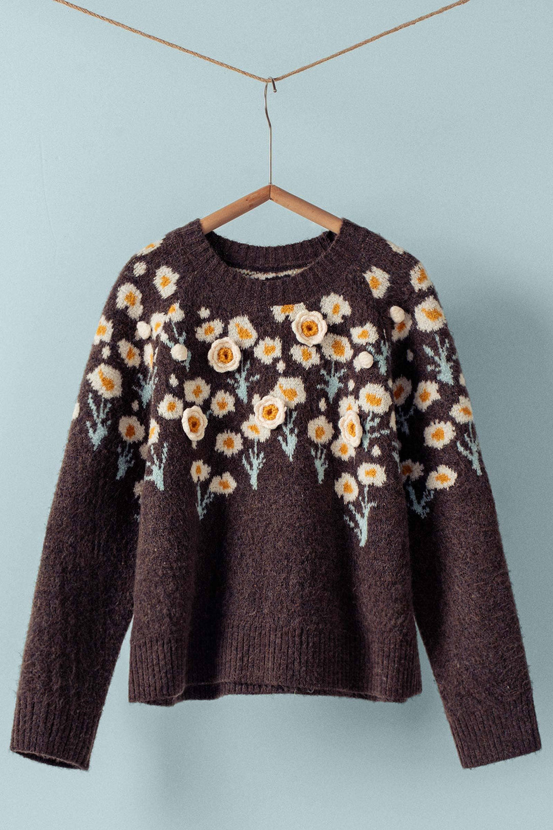 Daisy Embossed Floral Knit Sweater