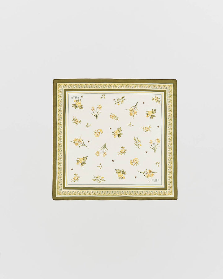 Nouveau Floral Yellow Square Scarf