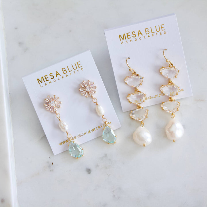 Crystal And Pearl Earrings 