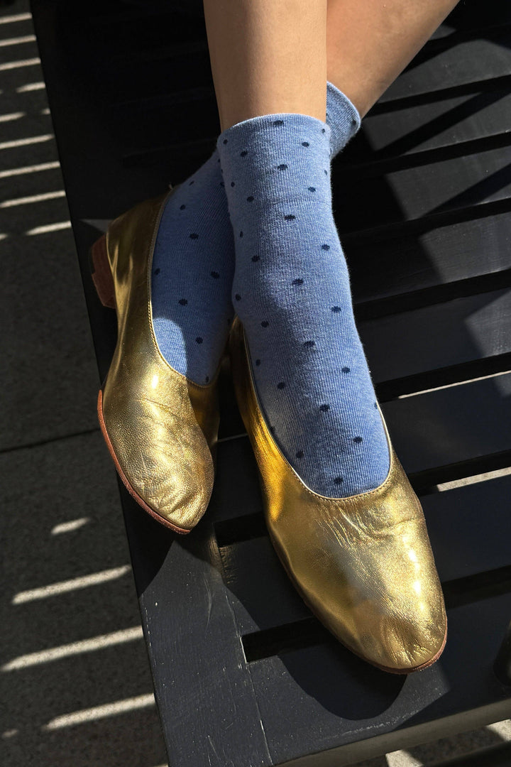 Polka Dot Sneaker Socks in Blue/Navy