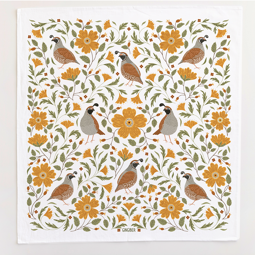 Quail Bird Tea Towel
