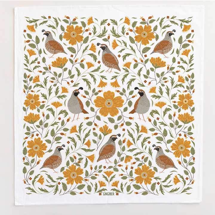 Quail Bird Tea Towel