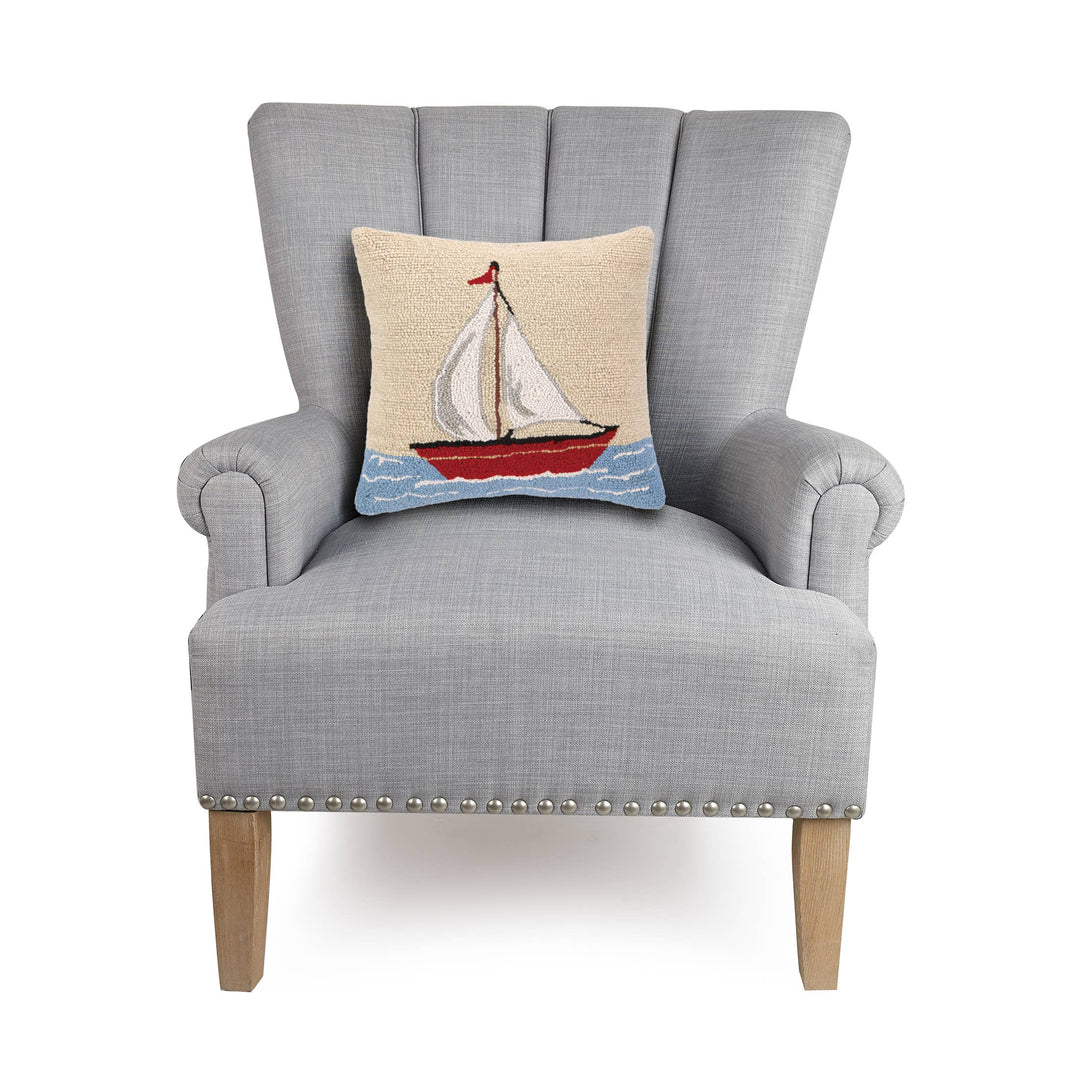 Sailboat Hook Pillow, 100% Wool