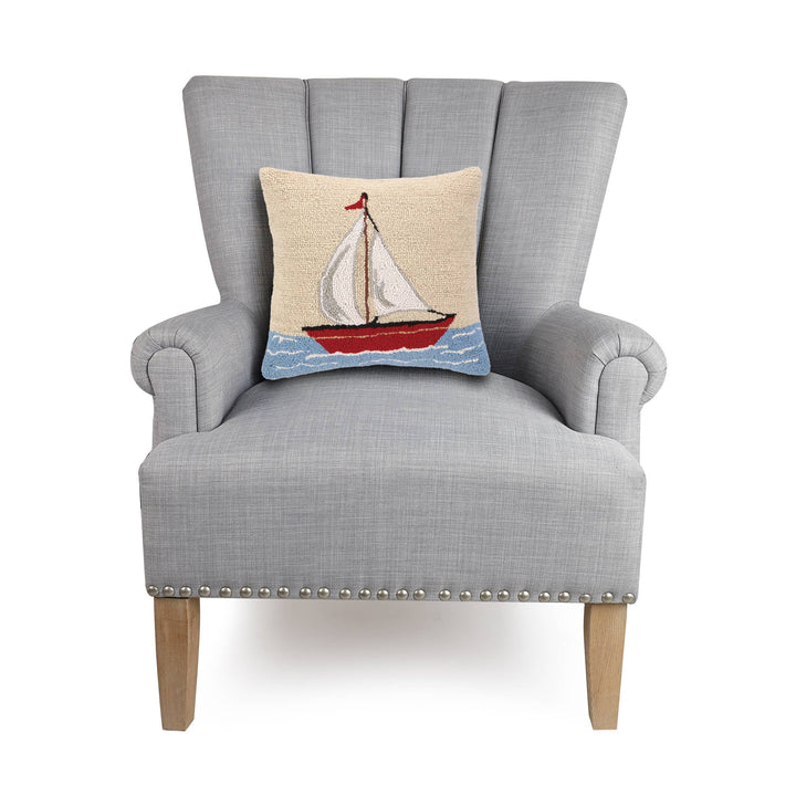 Sailboat Hook Pillow, 100% Wool