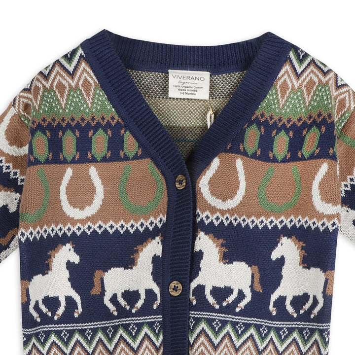 Western Jacquard Knit Baby Cardigan