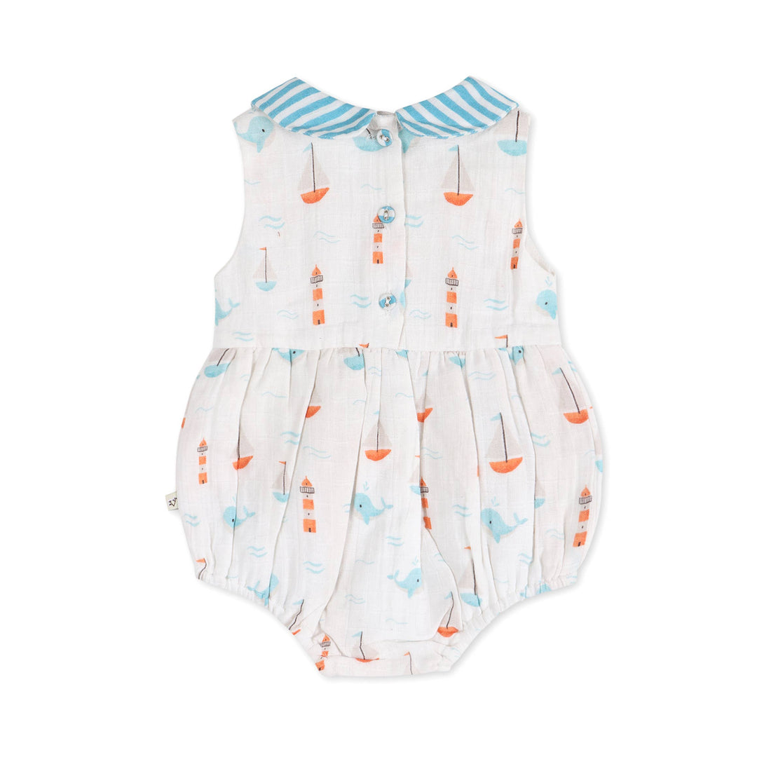 Sailboat Whales Baby Romper + Headband