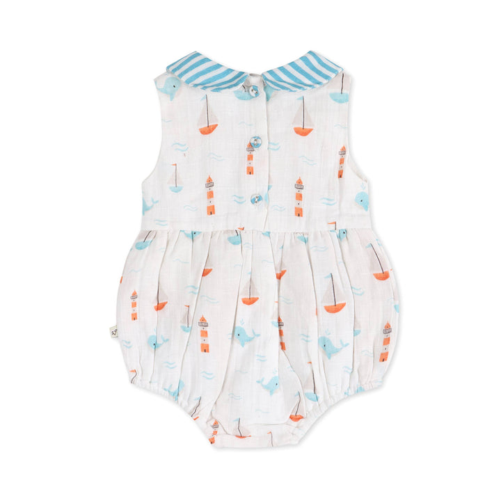 Sailboat Whales Baby Romper + Headband