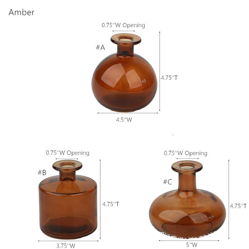 Glass Bud Vases, Round, Multi-color